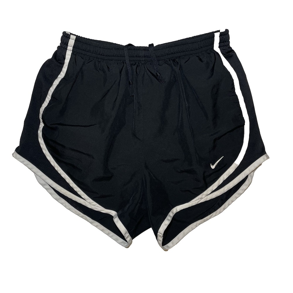 Nike Dri-FIT Women's Black White Athletic Shorts Elastic Waist Drawstring XS